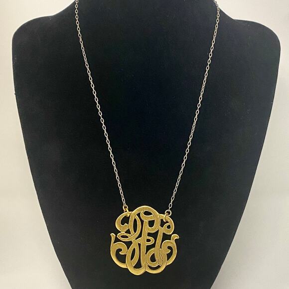 Signed JOHN WIND Universal Monogram Necklace Mixed Metal Gold Silver Plated - Picture 1 of 5